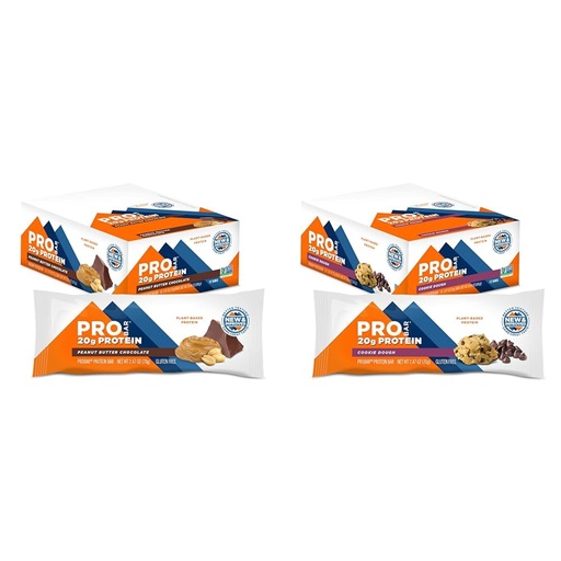 [BRSRAY33CMAWMFDG] PROBAR Protein Bar 12 Count Peanut Butter Chocolate and Cookie Dough Gluten-Free Non-GMO Plant-Based