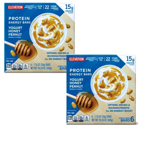[BRSRAZD4AANBSETZ] Generic Elevation Protein Energy Bars – Yogurt Honey Peanut, 12 Bars (2 Boxes, 300g Each) – High Protein Snack for Energy, Nutrition & On-the-Go Fuel