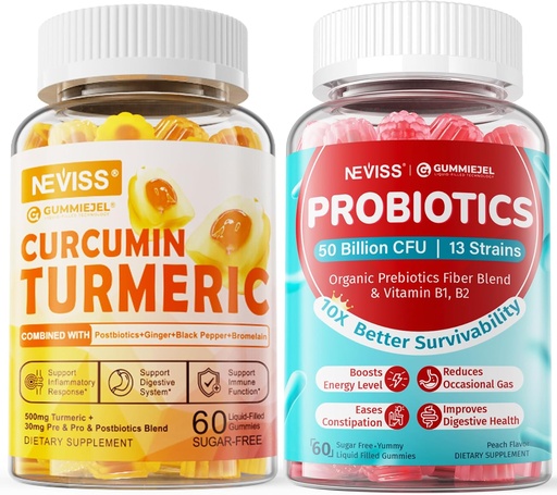 [BRSRABI6OACRAGYV] Sugar Free Turmeric Curcumin Filled Gummies +Sugar Free Probiotics Gummies