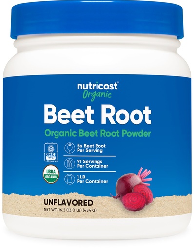 [BRSWYGL2B4JWAETB] Nutricost Organic Beet Root Powder 1 LB - Vegan, Superfood, Certified USDA Organic