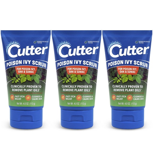 [BRSROAY5BUBGG2T4] Cutter Poison Ivy, Oak, and Sumac Scrub - Fast Itch Relief, Gentle Cleansing, Natural Exfoliation for Soothing Skin Care, Fragrance-Free. Outdoor Essential for Hiking, Camping, Hunting, and Gardening.
