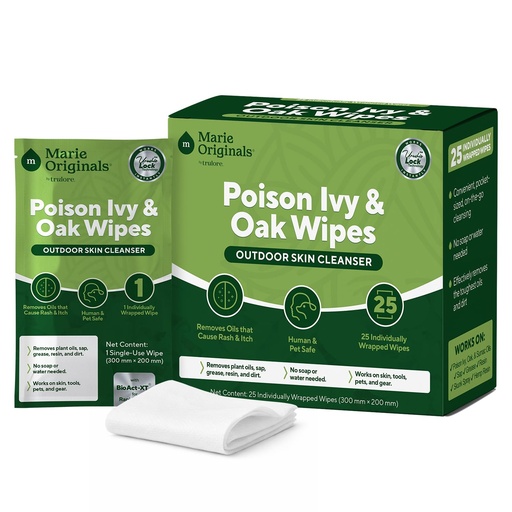 [BRSRGBAOBBYAKH3Z] Marie Originals Poison Ivy Wipes, Outdoor Skin Cleanser Wipes for Poison Oak Areas, Hiking, Camping & Gardening, No-Rinse Wipes for Plant Oils, Dirt, Sap & Outdoor Residue, 25 Packets