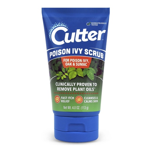 [BRSRMHA6OEHBU2YV] Cutter Poison Ivy, Oak and Sumac Scrub, Removes Poisonous Plant Oils That Cause Rash and Itching, Made with Vitamin E, Fast Itch Relief, Cleanses and Calms Skin, and Natural Exfoliating Beads