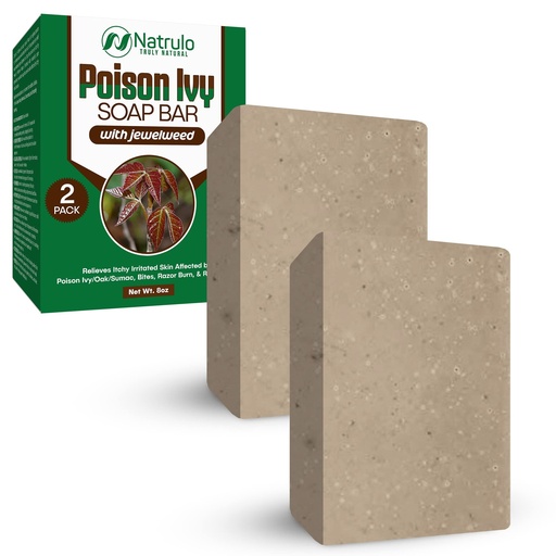[BRSRM2QRDEGRGADJ] Natrulo Poison Ivy Soap Bar - All Natural Poison Ivy Treatment - Anti-Itch Skin Cleanser Bar for Poison Ivy, Poison Oak & Sumac - Removes Oils, Soothes & Relieves Rashes - 4 oz Bar Made in USA
