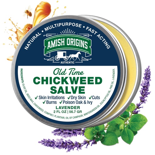 [BRSRMGATBYMGAF3X] Amish Origins Old Time Chickweed Salve 2 oz- The Ultimate Poison Ivy/Poison Oak Blocker, Healing Salve for Skin Disorder, Irritations, Burns, Minor Cuts