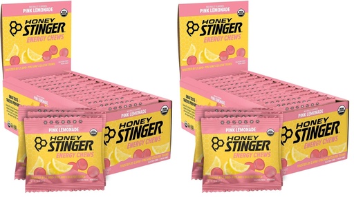 [BRSRGGQLDFYGG33K] Honey Stinger Organic Pink Lemonade Energy Chew, Gluten Free & Caffeine Free, for Exercise, Running and Performance, Sports Nutrition for Home & Gym, Pre and Mid Workout, 24 Pack, 21.6 Ounce