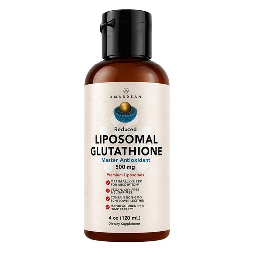 [BRSWG2Y2OB7R6H33] AMANDEAN Liposomal Glutathione Supplement. Liquid Reduced Setria 500mg. Immune, Cellular & Skin Health, Liver Detox. Non-GMO Sunflower Lecithin Phosphatidylcholine. Soy-Free (Packaging May Vary)
