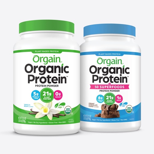 [BRSWYFA3CIFRQ3D7] Orgain Organic Protein + Superfoods Powder, Creamy Chocolate Fudge (2.02 Lb) and Orgain Organic Vegan Protein Powder, Vanilla Bean (2.03 Lb)