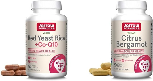 [BRSROAIQAR4AYDT7] Jarrow Formulas Red Yest Rice 1200 mg & Co-Q10 100 mg per Serving- 120 Veggie Caps- 60 Servings & Heart Health-Vegan & Citrus Bergamot 500 mg- 60 Servings (Veggie Caps)