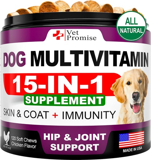 [BRSRMBD6BBYR4F35] Dog Multivitamin Chewable with Glucosamine - Dog Vitamins and Supplements - Senior & Puppy Multivitamin for Dogs - Pet Joint Support Health - Immunity - Mobility - Energy - Gut - Skin - 120 Chews