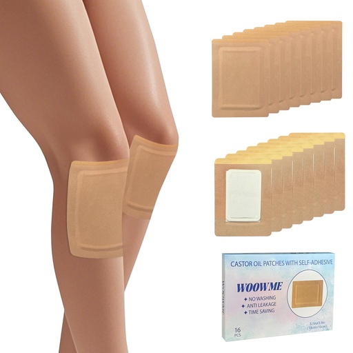 [BRSRAGQ7PMMAECQY] 16Pcs Castor Oil Pack Wrap, Disposable Castor Oil Patches Packs with Anti Leakage Cotton Pad for Belly/Feet/Knee (Oils Not Included), 5.1" x 3.9"