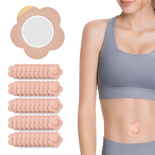 [BRSREHD6AUFQ4C3D] 50Pcs Castor Oil Patches Flower Shaped Organic Cotton Belly Button Patch Cover for Castor Oil Pack Wrap Skin Color Self-Adhesive Anti-Leakage No Wash Needed