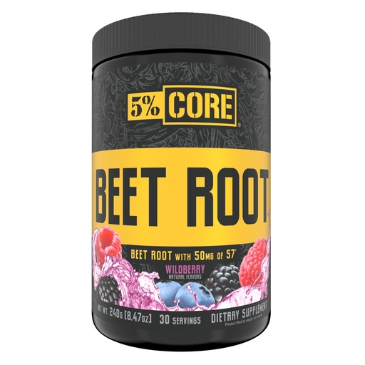 [BRSRGCT6DMDWMD3P] 5% Nutrition Organic Core Beet Root | Nitric Oxide Beet Root Powder Pre Workout Additive | 6000mg Extract | Vegan & Keto | 30 Servings (Wildberry)