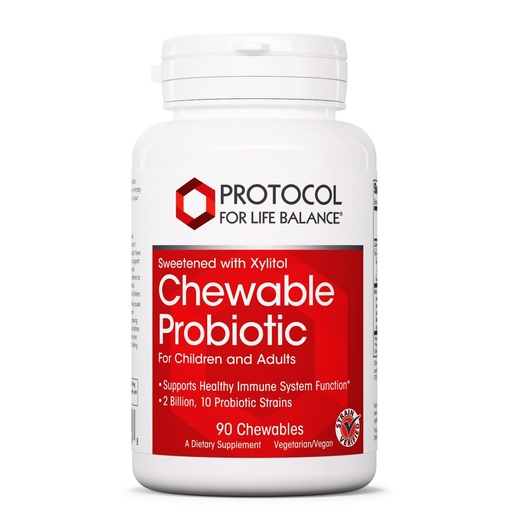 [BRSWIZQEOAMBYYLY] PROTOCOL FOR LIFE BALANCE Chewable Probiotic - 2 Billion CFU - Digestive Health & Immune System Support - Xylitol & Sorbitol - Lactobacillus Rhamnosus Probiotic - Halal & Vegan - 90 Chewables