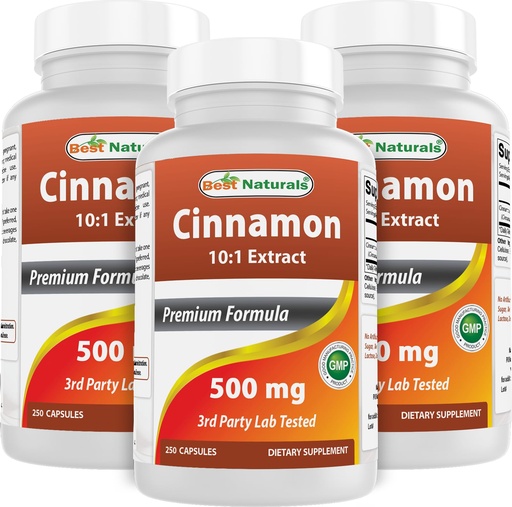 [BRSW2AYRCUCRYG3Z] Best Naturals Cinnamon 500 mg 250 Capsules (250 Count (Pack of 3))