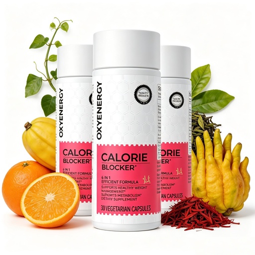 [BRSRYZQTPJ4AEYD4] OxyEnergy Calorie Blocker 6-in-1 Natural Weight Loss Supplement for Women | Boosts Metabolism, Suppresses Fat Synthesis & Appetite ，Daily Supplement with Garcinia Cambogia, Bergamot, 90 Capsules