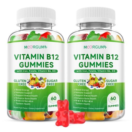 [BRSREBARPICBYFLX] 2 Pack Methyl B-12 3000mcg Gummies for Kids & Adults, Vitamin B12 (Methylcobalamin) with Vitamin B6, Folate & D3, Supports Energy, Metabolism & Immune Wellness, 120 Count