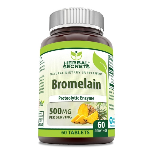[BRSROFA7DIPGEEI6] Herbal Secrets Bromelain Supplement 500 Mg Tablets Supplement | Non-GMO | Gluten Free | Made in USA (60 Count)