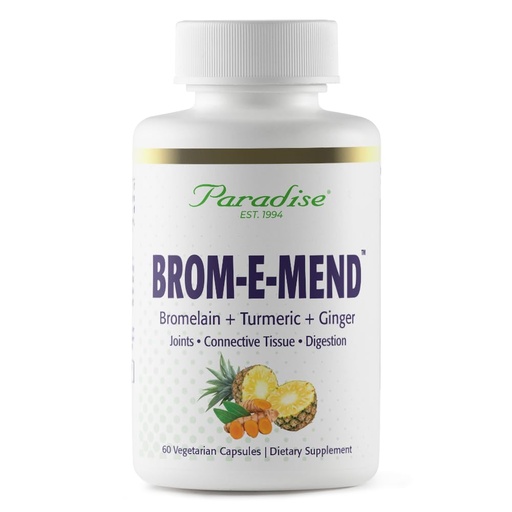 [BRSWIYT7O4IWMFLC] Paradise Herbs Bromelain Supplement, Brom-E-Mend, with Turmeric, Bromelain and Ginger, Vegan, Non-GMO, Gluten Free, 60 Vegetarian Capsules