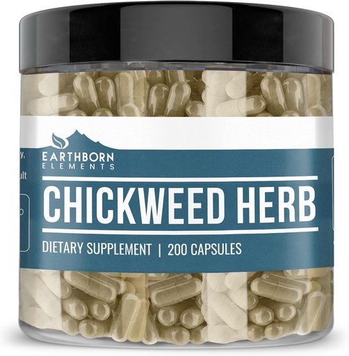 [BRSW2HAROQJWG33K] Earthborn Elements Chickweed Herb (200 Capsules) Pure, No Fillers or Additives