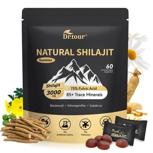 [BRSREBA5BF4GK2A3] Shilajit for Men & Women - 100% Pure Natural Shilajit Gold Resin 60 Gummies | Ashwagandha for Men, Fulvic Acid, 85+ Minerals, Energy & Immune - Shilajit Gummies Supplement