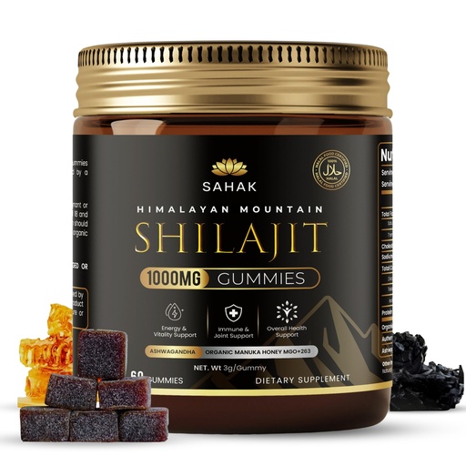 [BRSRAED7CEARQCQZ] SAHAK Shilajit Gummies, Himalayan Strength & Energy Support for Men & Women with KSM-66 Ashwagandha, Manuka Honey MGO & 85+ Minerals – Lab Tested, Sugar-Free, Vitality & Focus Formula, 60ct