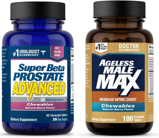 [BRSRAEIYCJ6BMDLA] Super Beta Prostate Advanced and Ageless Male Max Nitric Oxide Booster Chewable Supplements