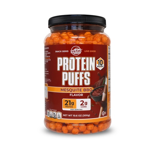 [BRSWGGIEBAHRYAI7] Twin Peaks Protein Puffs - (Mesquite Barbecue), Keto Friendly, Low Carb Snack (300g, 21g Protein, 2g Net Carbs, High Protein, Healthy Crunchy Snack)