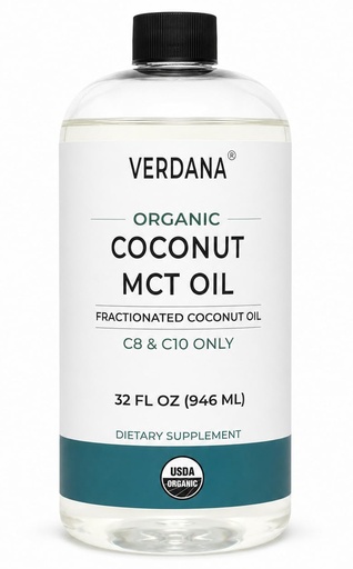 [BRSWGGI5BN6GG3DU] Verdana USDA Organic Coconut MCT Oil, 32 fl oz, Food Grade, C8 & C10 Only, Non-GMO, Kosher, Keto & Paleo Friendly, No Palm Kernel Oil