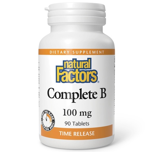 [BRSWIYTYCUPWEADA] Natural Factors, Complete B 100 mg, Time Released Support for a Healthy Mood, Energy Levels, Skin, Hair and Vision, 90 tablets (90 servings)