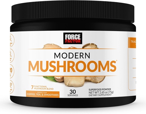 [BRSRAZY3AV7GCDYZ] Force Factor Modern Mushrooms Powder, Mushroom Supplement to Support Energy, Focus, Immunity, & Digestion with Cordyceps, Turkey Tail, Chaga, Reishi, Lion’s Mane, Shiitake, Unflavored, 30 Servings