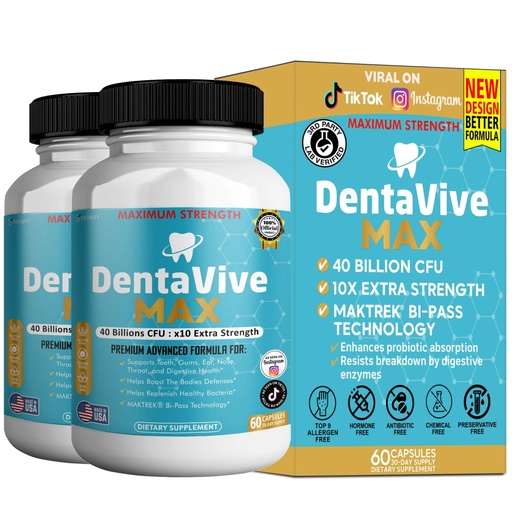 [BRSRGYYTPMIA4ALJ] DentaVive Max Probiotic Supplement, 40 Billion CFU, 60 Capsules, Premium Oral Health Support for Teeth, Gums, Digestive Health (2)