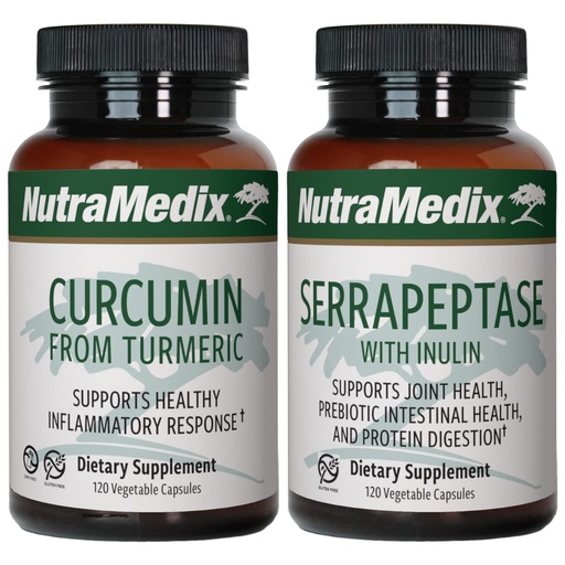 [BRSRMYILC4CBQALD] NutraMedix Joint Support Bundle - Includes Curcumin from Turmeric and Serrapeptase Enzyme Support Capsules for Joint Support and Healthy Inflammatory Response Support - 2-Piece Supplement Set