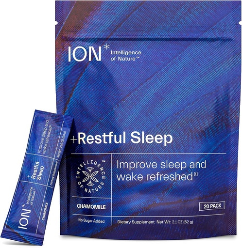 [BRSRAZD2B4NQ433U] ION* Intelligence of Nature +Restful Sleep | Improve Sleep, Promote Relaxation, and Wake Refreshed | No Sugar Added | Vegan | Gluten Free | Glyphosate Residue Free | 20 Packets