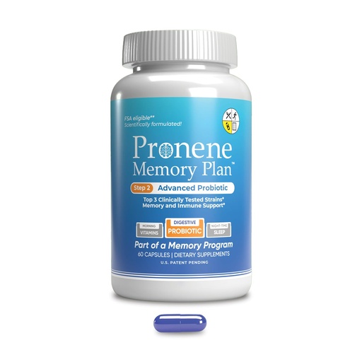 [BRSROYDRB4HQ23LU] Pronene Memory Plan Advanced Probiotic | Gut-Brain Axis Support for Adults 50+ | 20 Billion CFU with B. Bifidum, B. Longum & L. Acidophilus | Created by a Neuroscientist | 60 Capsules | FSA Eligible
