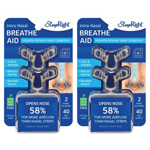 [BRSWGZYCBUFQOET4] SleepRight Intra-Nasal Breathe Aids Breathing Aids for Sleep Nasal Dilator Snore Reducer - 2 Pack (4 Count)