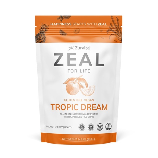 [BRSWKEINCADQA2TK] Zurvita - Zeal for Life 30-Day Wellness Bag - Tropic Dream Flavor, Daily Nutritional Supplement for Vitality, Immunity, & Overall Wellness - 420 Grams