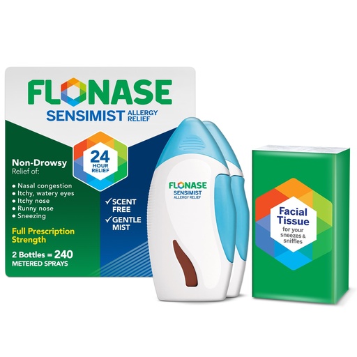 [BRSREZ3QCINGYF34] Flonase Sensimist Allergy Relief Nasal Spray - Non-Drowsy 24HR Long Lasting Allergy Relief with Fine, Scent-Free Mist - 240 Sprays Total (2 Bottles of 120 Sprays Each)