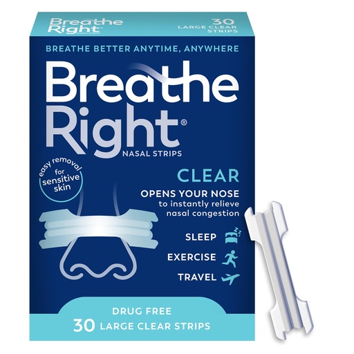[BRSWIZTZCYPGY2QV] Breathe Right Nasal Strips Clear Large 30ct (Packaging May Vary)