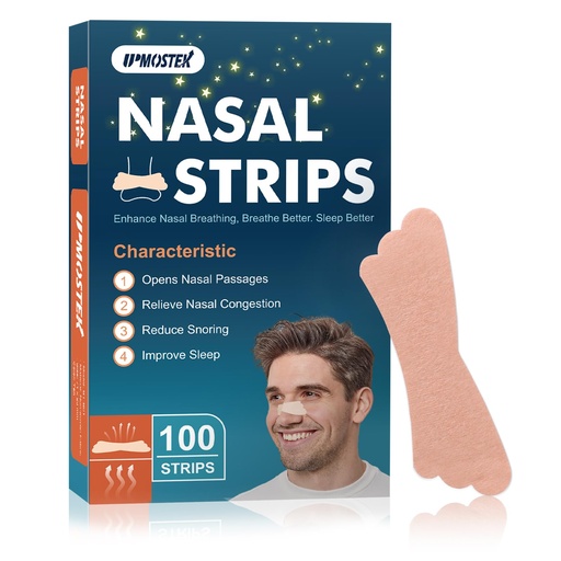 [BRSRAEITC5YBSFI2] 100Pcs Nasal Strips for Snoring, Extra Strength Nose Strips Breathing, Nose Tape for Sports and Sleep, Anti Snoring Strips Help Stop Snoring and Nasal Congestion Relief