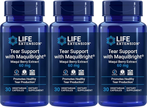 [BRSWKFQDBAABMCL6] Life Extension Tear Support with MaquiBright 60 mg, 30 Vegetarian Capsules (Pack of 3)