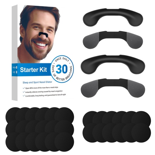 [BRSRYYDRC4BWKD3K] Nasal Strips for Snoring Extra Strength Snoring Solution Nose Strips for Breathing,Reusable Anti Snoring Strips, Sports, Sleep Dark Black