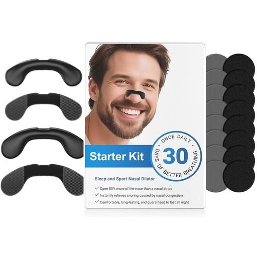 [BRSRGGT7AUIWOC32] 2026 Breathing Nasal Strip Starter Kit (30 Count, Black), Boost Oxygen Uptake, Reduce Snoring, Improve Sleep Quality, Sweat Resistant, Safe Nasal Strips Extra Strength Snoring Solution