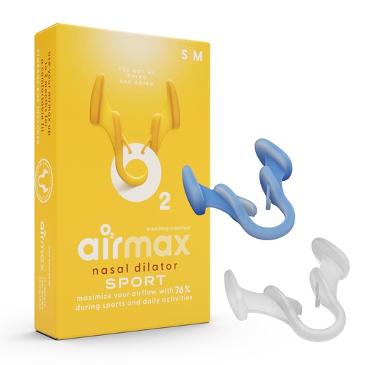 [BRSWKFI7AIEACCTC] Air Max Unisex Sport Nasal Dilators Trial Pack - Easy, Safe, and Comfortable Breathing Aid - Improves Airflow - Blue, Transparent - 1 Small, 1 Medium