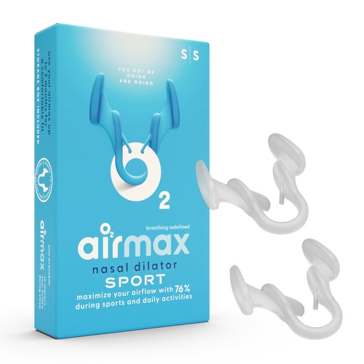 [BRSWECQPAUORMGTB] Airmax Unisex Sport Nasal Dilators Two-Pack - Easy, Safe, and Comfortable Breathing Aid - Improves Airflow - Transparent - Small