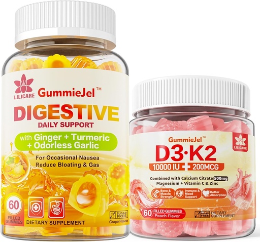 [BRSRAZA7AQBWAAA6] Βιταμίνη D3 K2 Γεμισμένα Gummies 5000IU / 10.000 IU με 500mg Ασβέστιο, Μαγνήσιο Κιτρικό, Βιταμίνη C & Ginger Chews συμπλήρωμα Gummies για Ναυτία, Στομάχι ανακούφιση