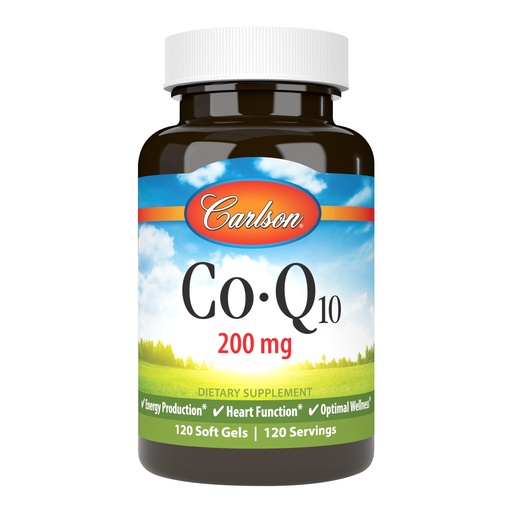 [BRSWECQ2PJ4AM33J] Carlson - Co-Q10, Co-Enzyme Q10, 200 mg, Energy Production & Heart Function, 120 Softgels