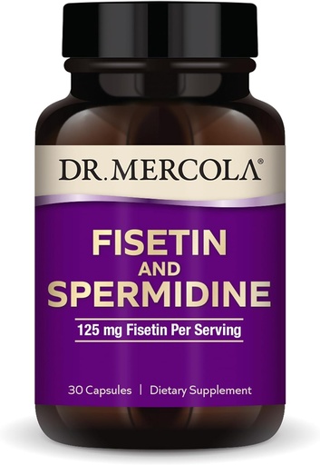 [BRSRAYIPCAPAACA6] Mercola Fisetin和Spermidine博士, 30 Capsules 125 mg Fisetin, 非GMO, Gluten Free, Soy Free(无黄豆)