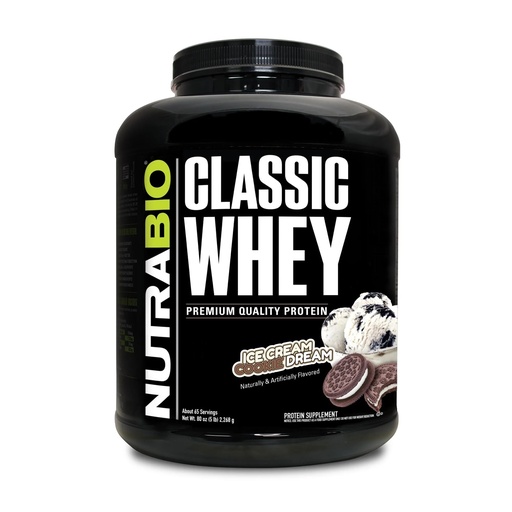 [BRSWEC33A4JRMYLJ] NutraBio Classic Whey Protein Powder- Full-Spectrum Amino Acid Profile - No Fillers, Artificial Colors, Preservatives - Low Glycemic Index - Ice Cream Cookie Dream, 5 Pounds