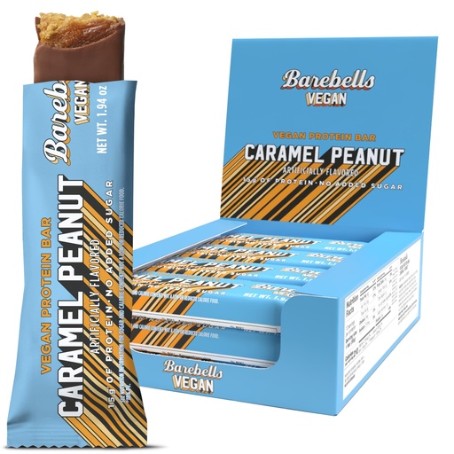 [BRSRABT6BANGMCDP] Barebells Vegan Protein Bars Peanut Caramel, Plant Based with High Protein - Chocolate Protein Bars - Perfect on The Go Protein Snack & Breakfast Bars 12 Count (Pack of 1)
